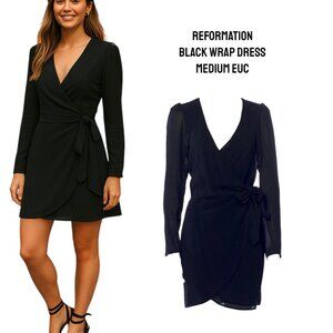 REFORMATION BLACK MINI WRAP DRESS SIZE MEDIUM EUC